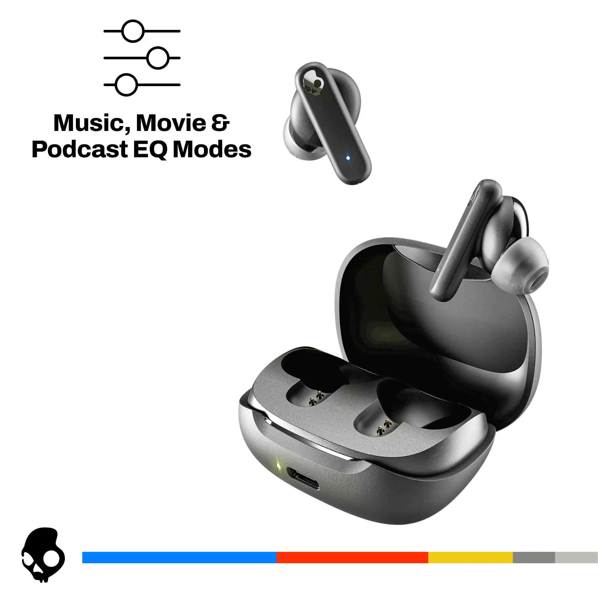 Skullcandy Smokin' Buds XT True Wireless Bluetooth Earbuds with 20 Hours Playtime IPX4 Water Resistant & Rapid Charge for iOS Android