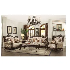 Acme Astoria Grand Camren Shalisa Sofa and Love Seat Set 51050-51 2 pc Walnut Finish Wood Fabric Living Room Furniture with Throw Pillows and Carved Accents