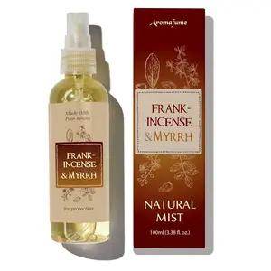 Frankincense & Myrrh Natural Resin Room Mist Spray by Aromafume | 100 ml / 3.3oz | Ideal for deep relaxation, spirituality & rituals | Made with Pure Resin from Somalia | Non-alcoholic, non-toxic & vegan