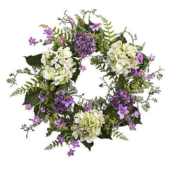 Nearly Natural 24" Hydrangea Berry Wreath