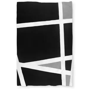 Begin Home Decor C1DCTXLWBYBXS7 Black & White Abstract Shapes - White Office Twin Size Extra Long Duvet Cover