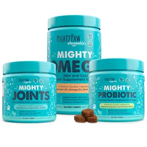 Mighty Paw Complete Daily Bundle - 3-Pack: Mighty Probiotic + Mighty Omega + Mighty Joints - 360 Soft Chews for Total Dog Wellness