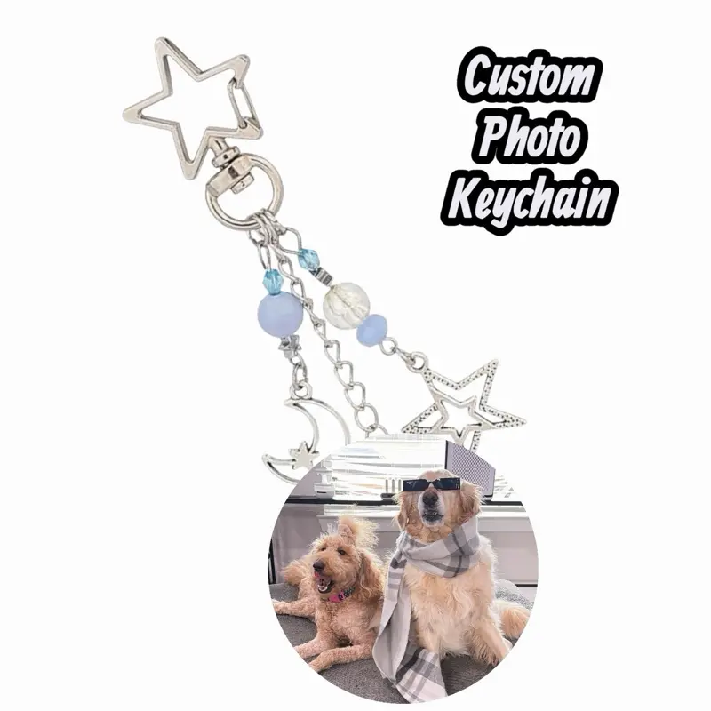 Custom photo star and moon keychain Custom photo star and moon keychain