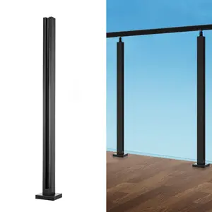 【Spotlight Day】VEVOR Glass Clamp, 35.83" Height Glass Railing Bracket for 0.39 "-0.47 " Thickness Tempered Glass, 304 Stainless Steel Glass Mounting Clamp, Glass Shelf Bracket for Balcony, Garden, Deck, Stair, Black