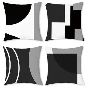 4 Piece Modern Geometric Cushion Covers, Invisible Zipper, Boho Style, for Bedroom, Living Room, Sofa, Car Decor