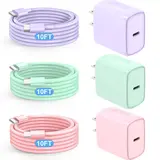 GSASUPJ Super Fast Charger Set - 10ft USB-C Adapter Block with 3-Pack Cables, iPhone Chargers for 17/16/15 Series & Samsung Smartphones Cellphone Accessories，Techvibes