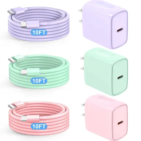 GSASUPJ Super Fast Charger Set - 10ft USB-C Adapter Block with 3-Pack Cables, iPhone Chargers for 17/16/15 Series & Samsung Smartphones Cellphone Accessories，Techvibes