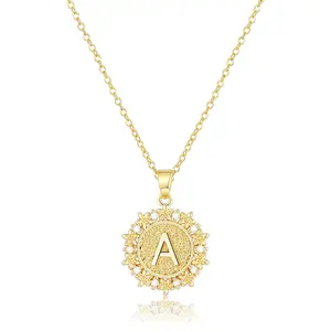 Yekilus Initial Heart Necklace for Women & Girls 14k Gold Plated Round Letter Pendant ChunkyJewelry Design with Letter A Elegant Personalized Accessory