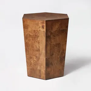 Modern Burled Wood Accent Table, Dark Brown - Threshold Designed with Studio McGee, Modern Accent Table