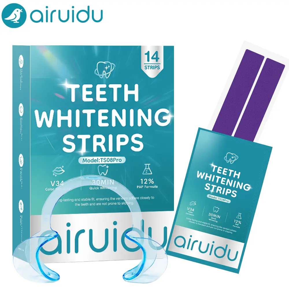 Airuidu Purple Teeth Whitening Strips, 14 Whiten Sessions Peroxide-Free, Non Sensitive Teeth Support, Free Cheek Retractor & Shade Guide, Coconut Mint, Colour Correction Enamel Protector, Yellow Teeth Stain Remover, whiter teeth #outdoor fun