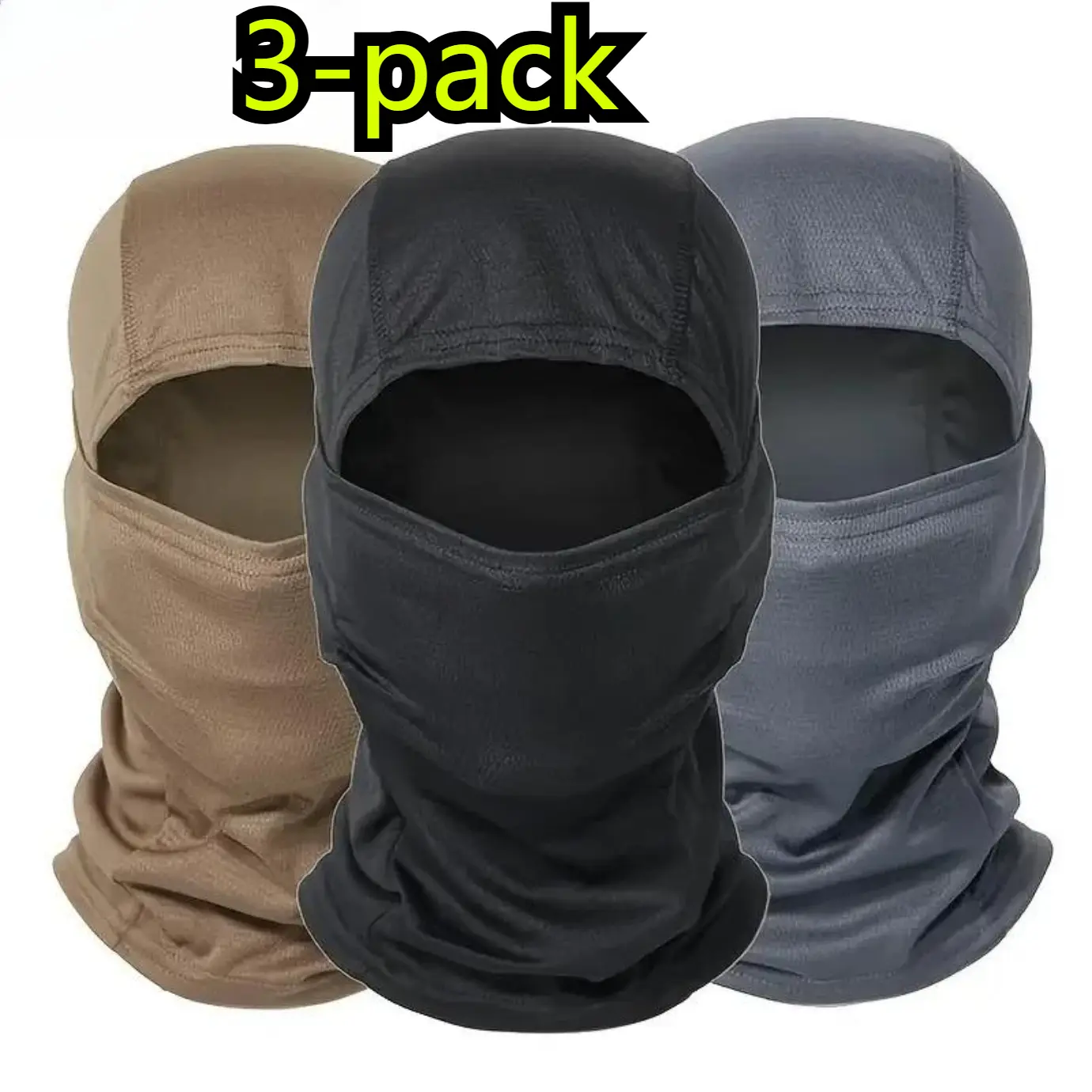 3-Pack Motorcycle Face Mask Hood Balaclavas - 3pack for Rides, Thermal Keeps Face Toasty, Breathable Mesh, Stretch-Fit, Windproof, 1 Size, Automotive Motorcycle Protective Gear for Winter Hunting