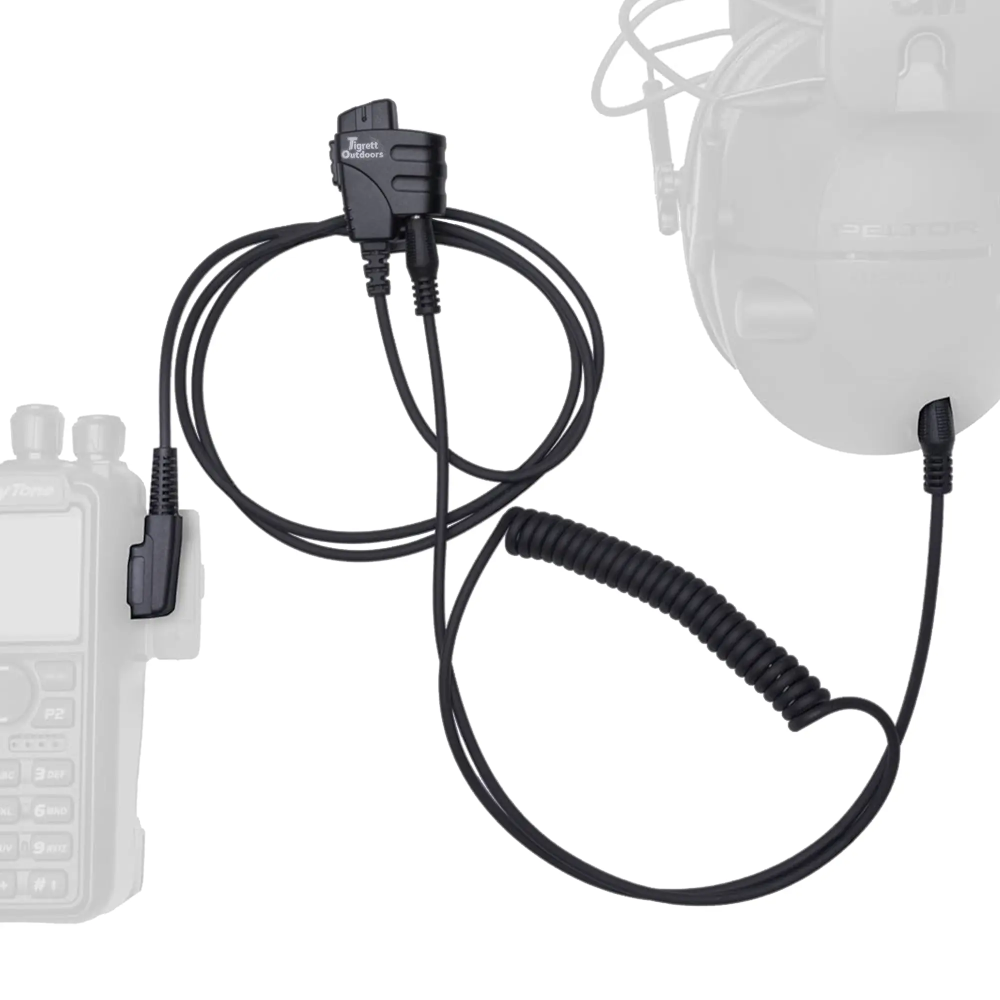 Push-to-Talk Cable with 3.5mm Audio Adapter - PTT Button for Kenwood K1 and Baofeng Waterproof Radios - Compatible with 3.5mm Electronic Earmuffs (Clip Without Velcro, Midland S2 GXT1000)