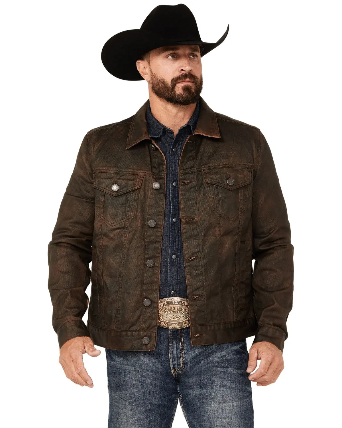 Moonshine Spirit Men's Spirit&Reg; Men'S Coated Denim Jacket - Msfa23o12-Brn