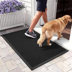 4'X6'Mesh Dirt Trapper Mat,Heavy Duty Welcome Mat,Commercial Floor Rugs,Front Door Carpet Outside Entrance,Sand Catcher Door Mat,Anti-Slip Rubber Backing,Black