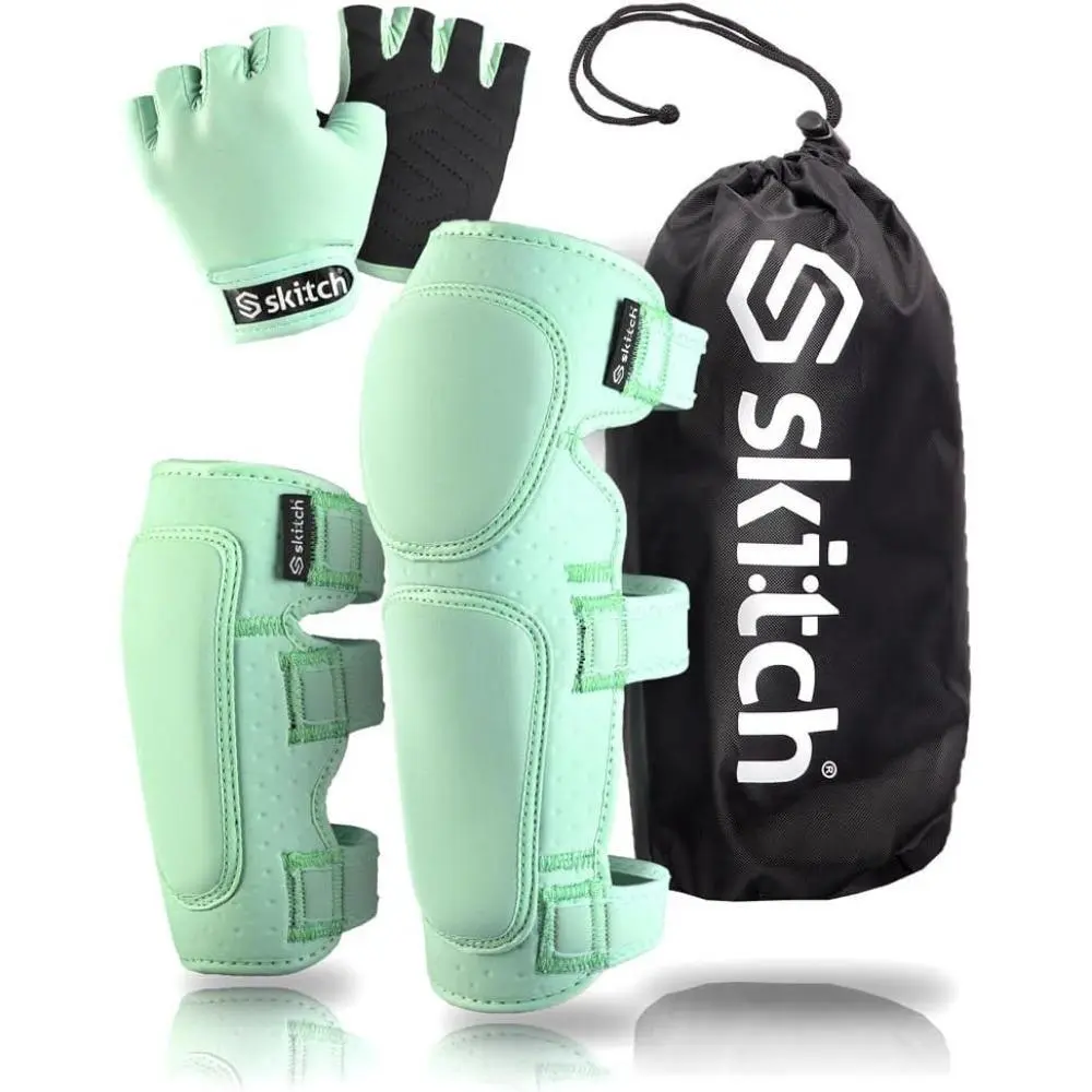 Sport Safety Gear Set Pack for Kids/Teens - Lycra Fit Knee Pads, Elbow Pads & Wrist Guards for Inline/Roller Skating and Skateboarding, Includes Carry Bag, Rollerblading, Protective Safety Gear Set, Skateboard Protective Safety Gear Set