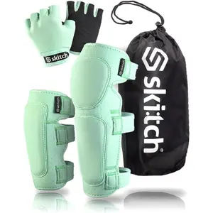 Skateboard Protective Safety Gear Set for Kids and Teens | Premium Lycra Sport Knee Pads + Elbow Pads + Wrist Guards + Carry Bag For Scooter, Roller Skate, Inline Skating, Rollerblading