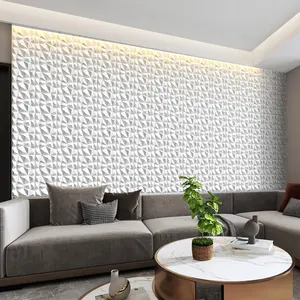 FLOLEOPA 3D Wall Panel Diamond Texture Design PVC Waterproof Fireproof 11.8x11.8 Inches for Living Room Lobby Bedroom Hotel Office Game Room TV Backdrop Decoration Includes Tape for Installation Modern Home Interior wall panels