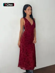 Women's Vacation Party Vest Sleeveless Floral V-Neck Casual Aesthetic Dress, Slim-Fitting Spring Summer, Perfect for Parties and Daily Wear