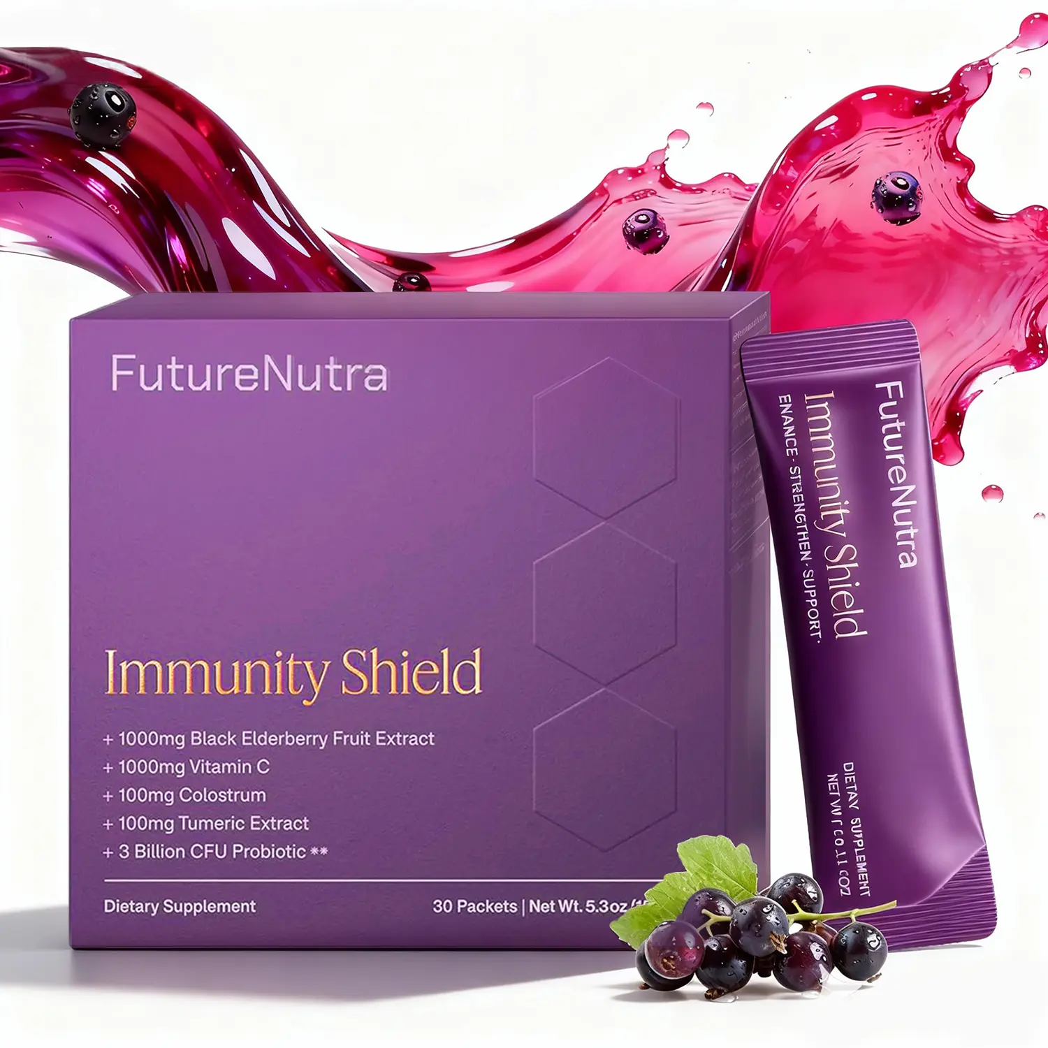 FutureNutra Daily Immune & Gut Wellness Packets, 5-in-1 Probiotic + Colostrum Formula, Supports Energy & Microbiome Health, Gluten Free, 30 Servings