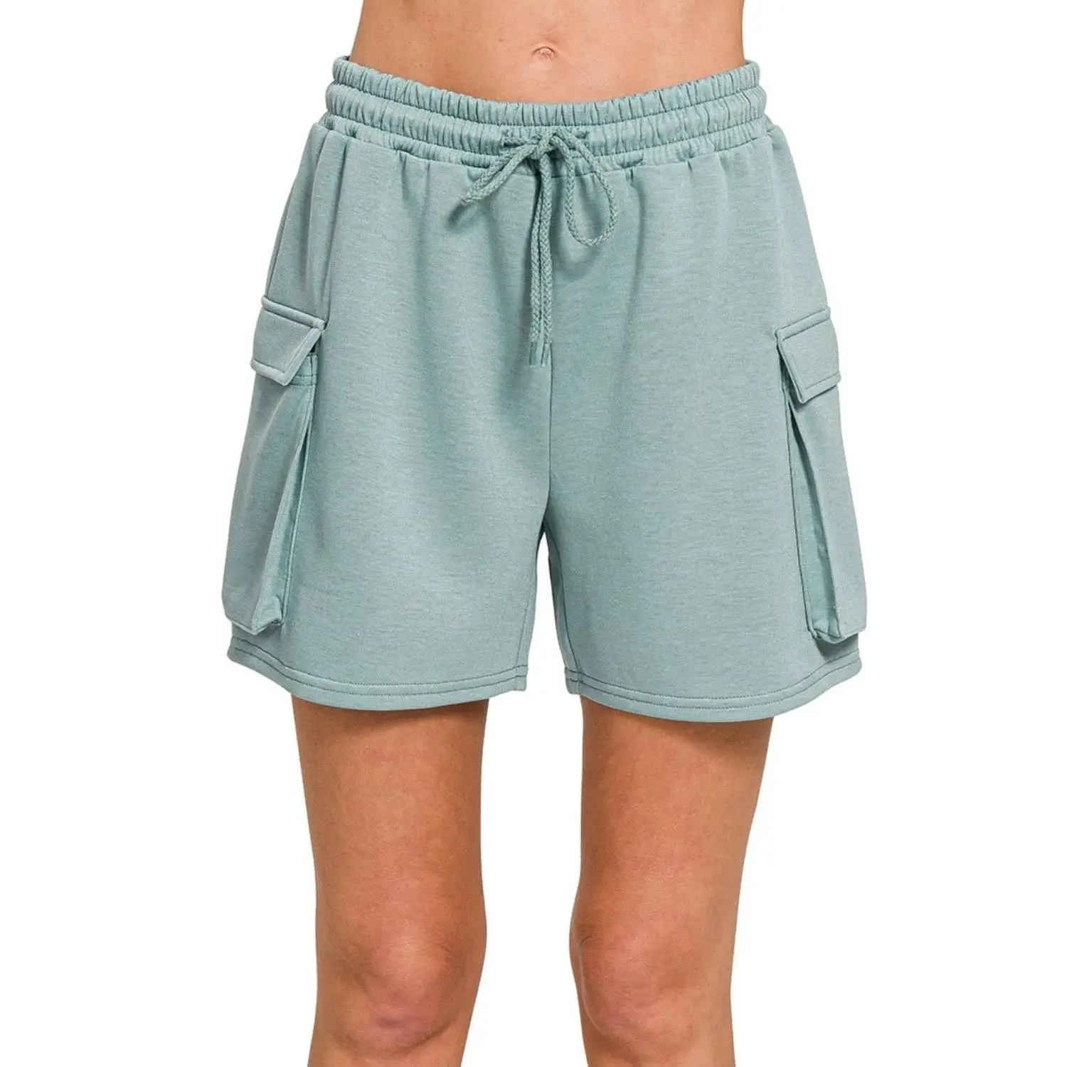 Zenana Scuba Thigh Pocket Shorts