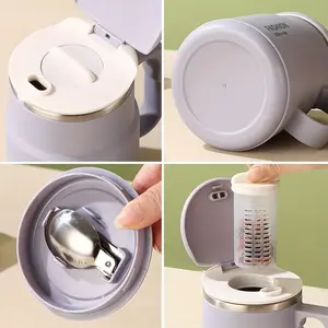 One 304 stainless steel brewing mug, floral tea mug, coffee mug, breakfast mug, large capacity, with tea infuser and collapsible spoon, stylish cup, perfect for outdoor use, fashionable coffee mug, travel mug, outdoor enthusiasts.