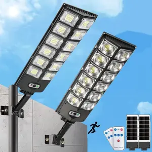 Solar Street Light Outdoor Solar Parking Lot Light, Wide Angle Lamp With Motion Sensor IP67 Waterproof Commercial Lighting