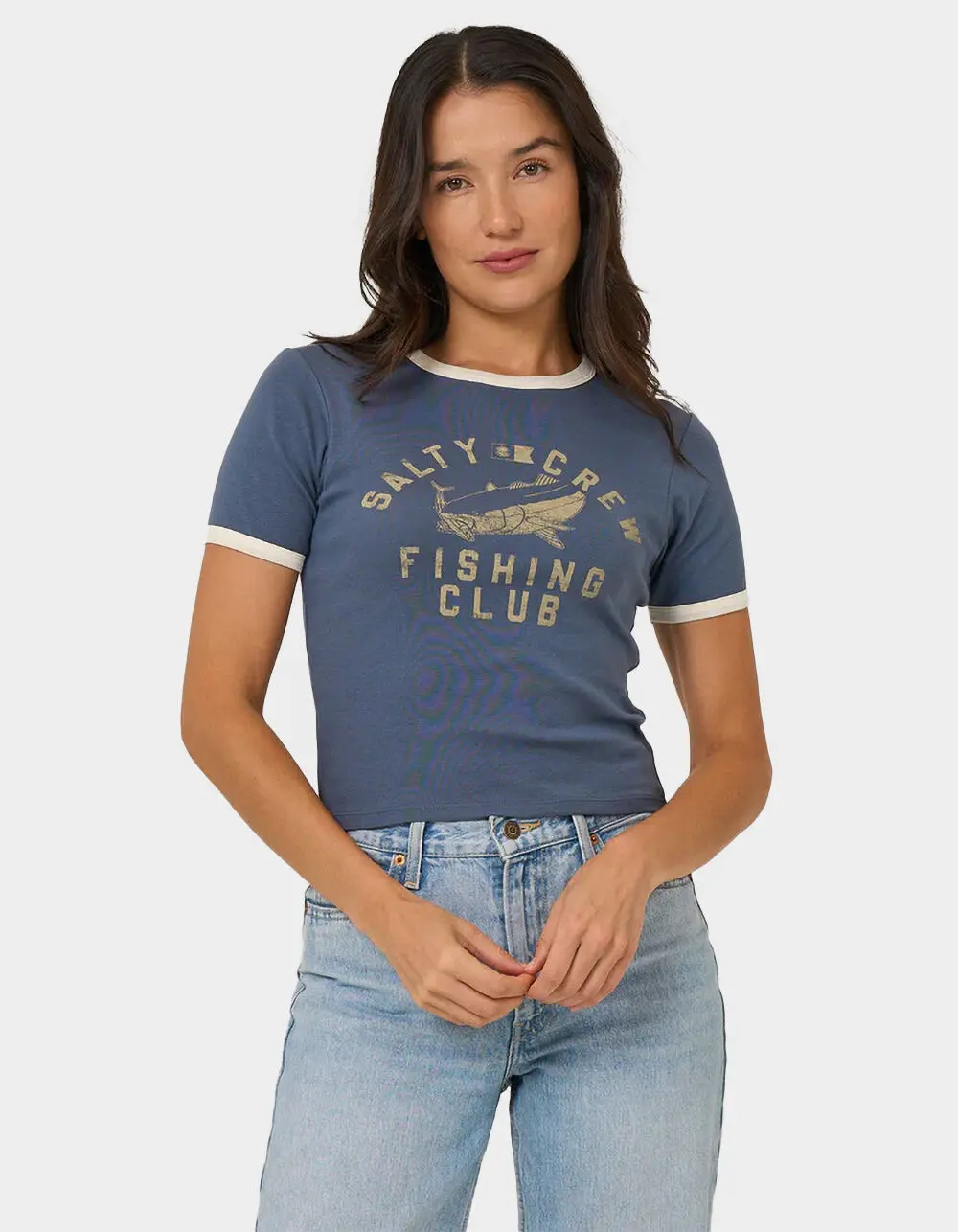 SALTY CREW Fishing Club Womens Ringer Tee