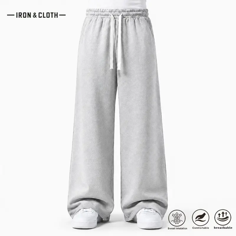 Pants for Men, 1-Pack or 2-Pack Options, Oversized Baggy Wide-Leg Sweatpants with Elastic Waist and Adjustable Drawstring, Breathable Sweat-Wicking Loose Trousers for Hip Hop Streetwear, Dance, Workout, Travel, Campus, Lounging and Everyday Styling