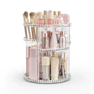 360° Rotating Makeup Organizer with Adjustable Layers, Clear Skincare & Cosmetic Storage Carousel for Dresser and Bathroom, Large Capacity Beauty Holder for Brushes, Lipsticks & Accessories, Gift for Women