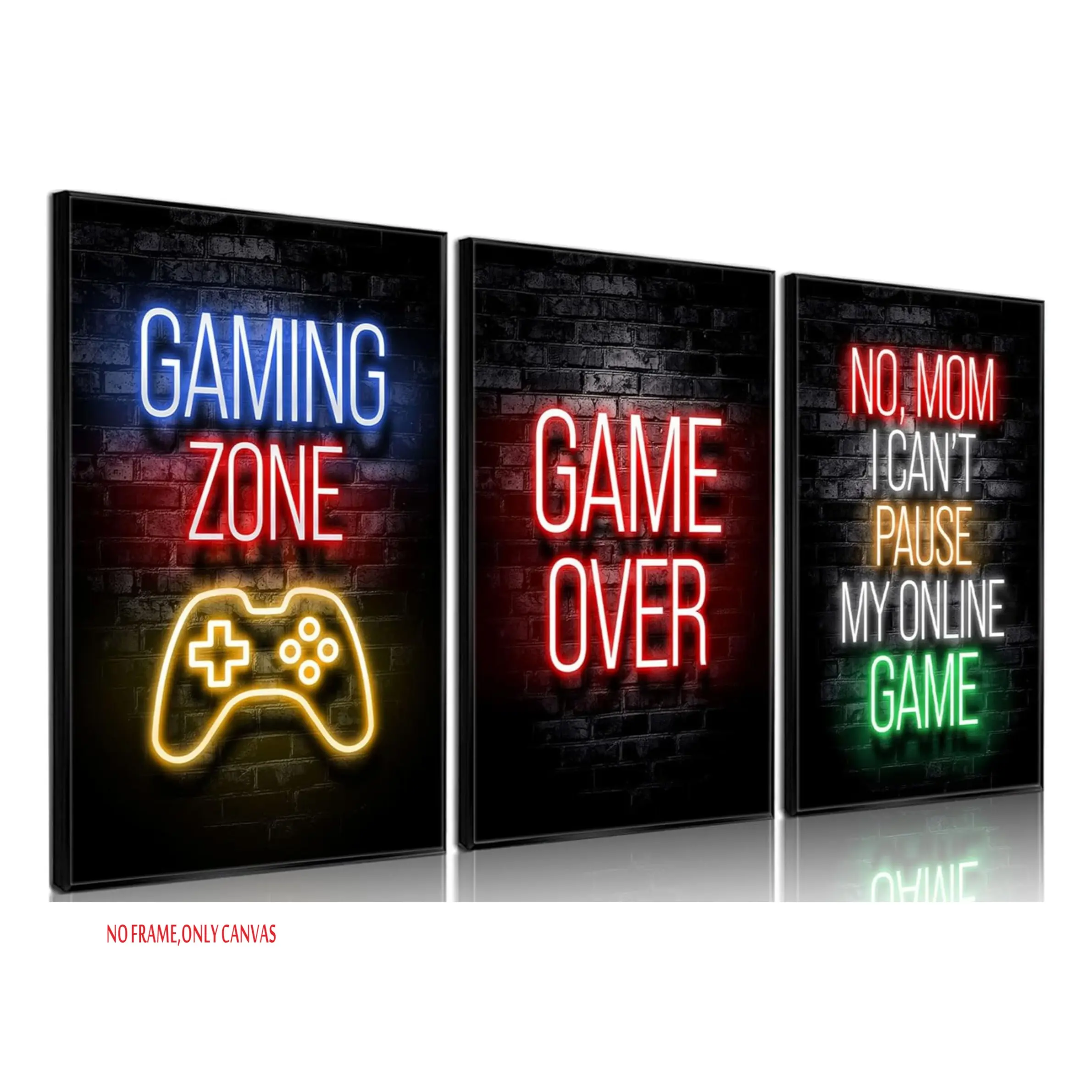 3-piece set, canvas wall art featuring game posters; Artistic decor for teen game rooms, boys' rooms, and gamers; wall decor for boys' game rooms; frameless; Aesthetic Wall Decor; Unframed Art Print