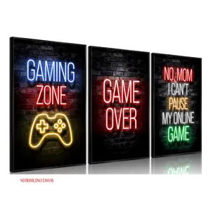 3-piece set, canvas wall art featuring game posters; Artistic decor for teen game rooms, boys' rooms, and gamers; wall decor for boys' game rooms; frameless