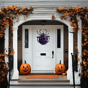 Spider Wreath Door Hanging Decoration, Realistic Rose Spider, Halloween Party Decor, Spooky Home Decor, Perfect for Halloween Parties