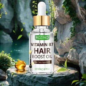 ROZINO Vitamin B7 Hair Boost Oil - 1.01 fl.oz Biotin-Enriched Hair Treatment for Damaged Hair - Clinically Proven to Increase 91% Shine & 90% Smoothness - Lightweight Nourishing Oil for Frizz Control & Split End Repair - 30ml Dropper Bottle