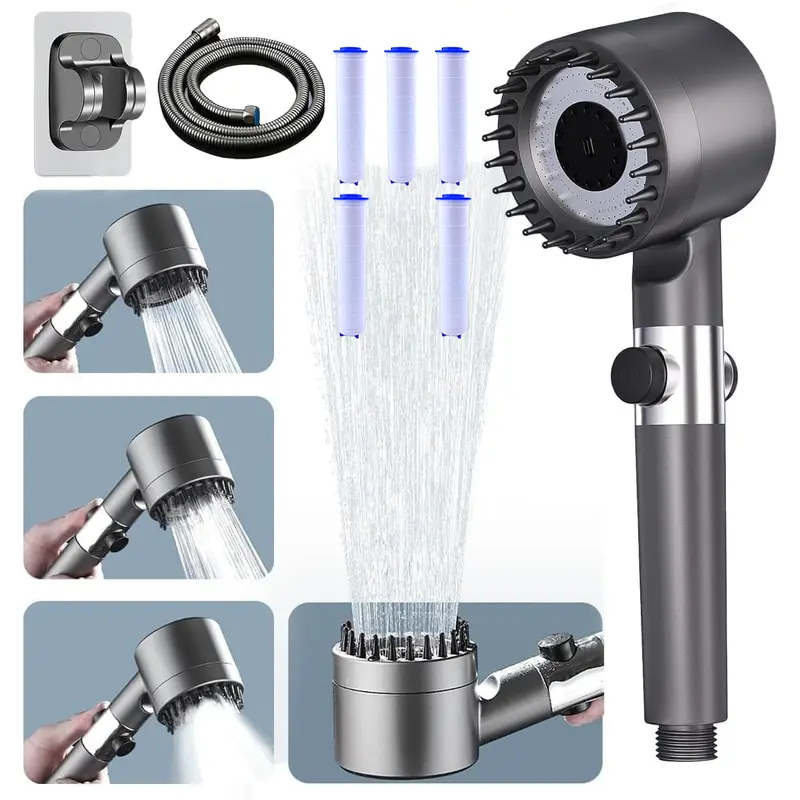 Pommeau De Douche Multifonction Allemand – Massage, Soin De La Peau, Design Noir ABS, Neuf