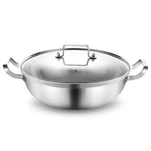 Tri-Ply Stainless Steel Everyday Pan 11inch,Kitchen Deep Everything Pan Aluminium Cookware