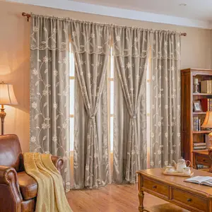 4 Pcs 52x84 inch Floral Vine Embroidery Doli Curtains, Double Layer with Waterfall Valance & Rod Pocket, Decorative for Living Rooms, Bedrooms, QF36 Summer Home Textile Accessory holiday decoration luxury decor european style