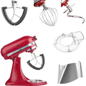 GVODE Flex Edge Beater, Spiral Dough Hook, Egg Beater,Pouring Shield,Stainless Steel Pouring Shield for Kitchenaid Stand Mixer, Accessories and attachments Fits 4.5-5 Quart Tilt-Head for Kitchen Aid Accessories and Attachments