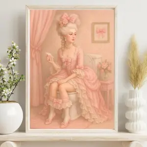 Marie Antoinette Bathroom Wall Art, Coquette Aesthetic Decor, Humorous Bathroom Decor, Feminine Room Print X