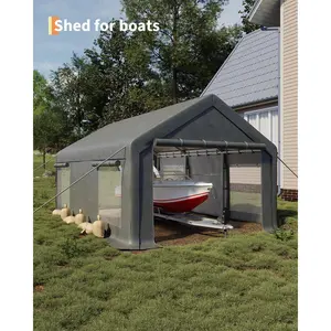 Paint Booth Boat Pickup Events Multi Purpose Outdoor Storage Shelter Heavy Duty 10x20 ft Portable Carport Garage 200g PE Canopy Roll Up Front Rear Doors 4 Windows