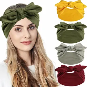 New Rabbit Ear Bow Hair Tie, Women's Non-Slip Sports Wide Sweat Wicking Headband, Festival Gift, Breathable Boho Style, All Seasons
