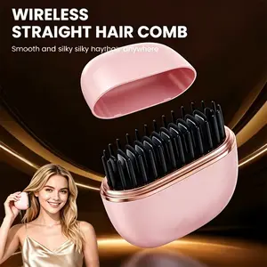 1 pc Mini Compact Cordless Hair Straightening Comb for Bangs, Small And Portable Hair Straightening Brush, Pocket-Sized Cordless Straightener, Mini Heated Comb, Rechargeable Via USB, Wireless Cordless Straightener
