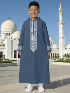 Boys Muslim Prayer Clothing Robe, Kids Clothing, Elegant Embroidery, Subtle Style, Modesty, Perfect for Daily Wear, High-Quality Fabric, Comfortable Fit