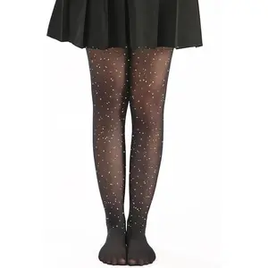 Girls Glitter Tights, Soft Opaque Tights Sparkle Rhinestone Tights School Dress Dance Stockings