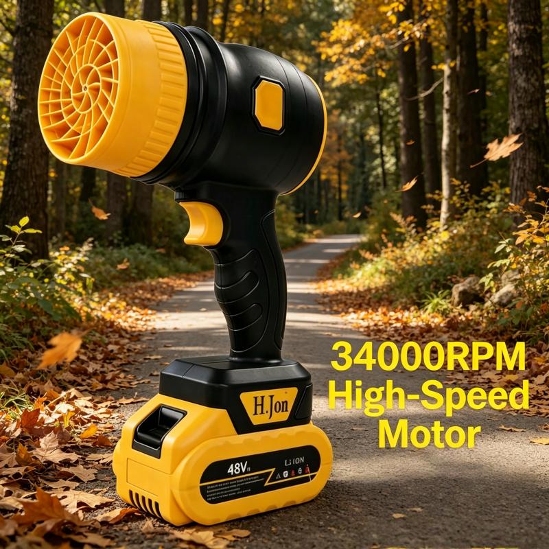 Cordless leaf blower, brushless dust collector, 3400 rpm, handheld electric dust collector for household cleaning, automobiles, outdoor use 21V mini dry blower fan, (tool only) US standard two plug