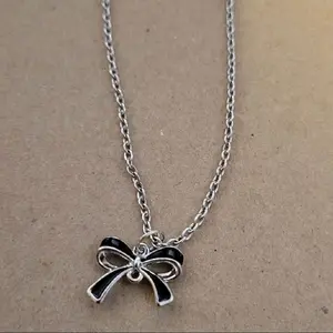 Silver and Black Bow Necklaces
