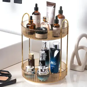 360 Rotating Makeup Organizer for Vanity 2 Tier, Easy to Assemble Spinning Bathroom Organizer, High-Capacity Skincare Perfume Organizers Cosmetic Display Case,Fits Countertop and Bathroom