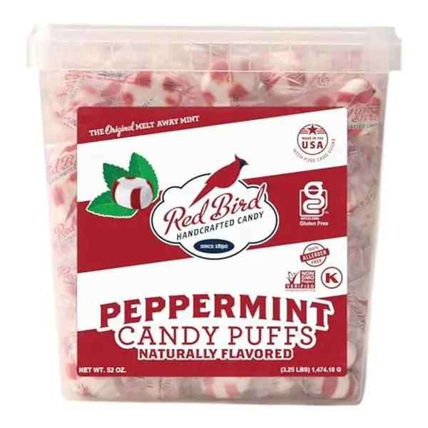 Red Bird Soft Peppermint Candy, Individually Wrapped, Gluten Free Breath Mints, 52 oz Tub
