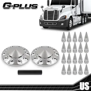 Fit For Chrome Semi Truck Front Hub Wheel Cover Nut Covers Spiked 33mm G-PLUS