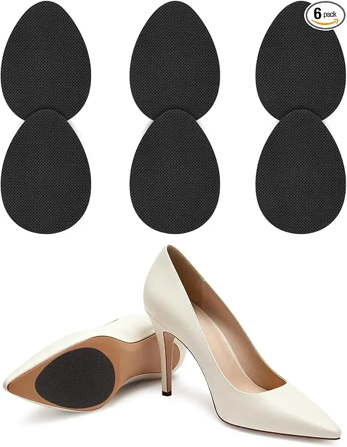6 Pcs Non-Slip Shoe Pads for Bottom of Shoes, Premium Shoe Sole Protector for Heels Rubber Self Adhesive Anti-Slip Shoe Grips Stickers, High Heels Non-Skid Sole Protector