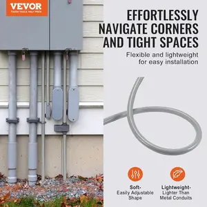 VEVOR 3/4 - Inch (100FT) Flexible Electrical Conduit, PVC Liquid - Tight Conduit Non - Metallic with 5 Straight and 5 90 - Degree Fittings, for Air Conditioning Motor Controller Pump, IP65VEVOR Super Brand Day